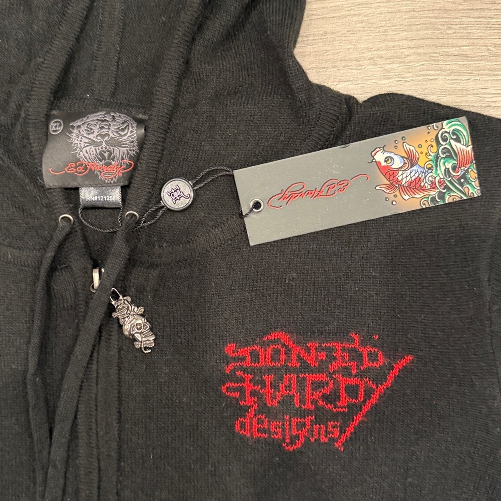 Ed Hardy by Christian Audigier Tiger Wool Blend Full Zip Hoodie Men’s Size XL - Picture 4 of 5